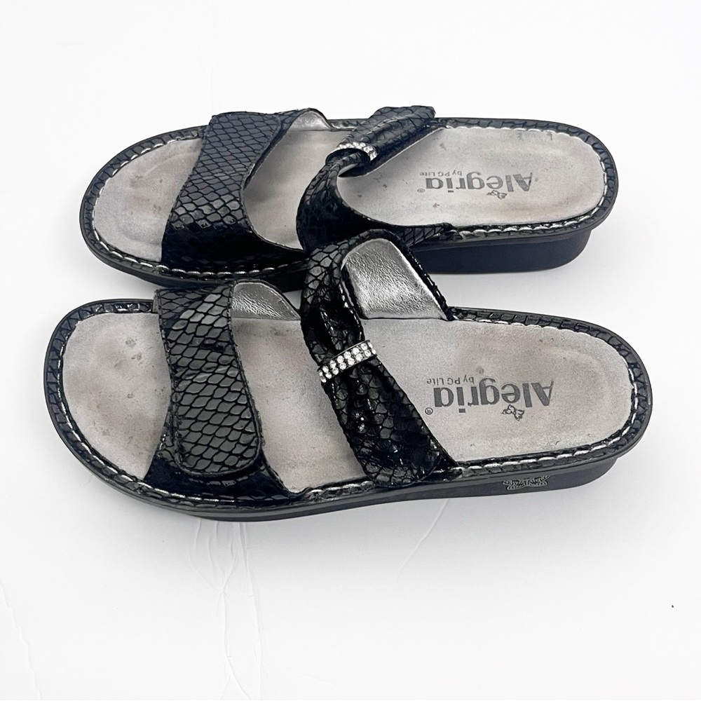 ALEGRIA Karmen Leather Black Dazzler Adjustable Strap Sandals EU 38 - Picture 4 of 12
